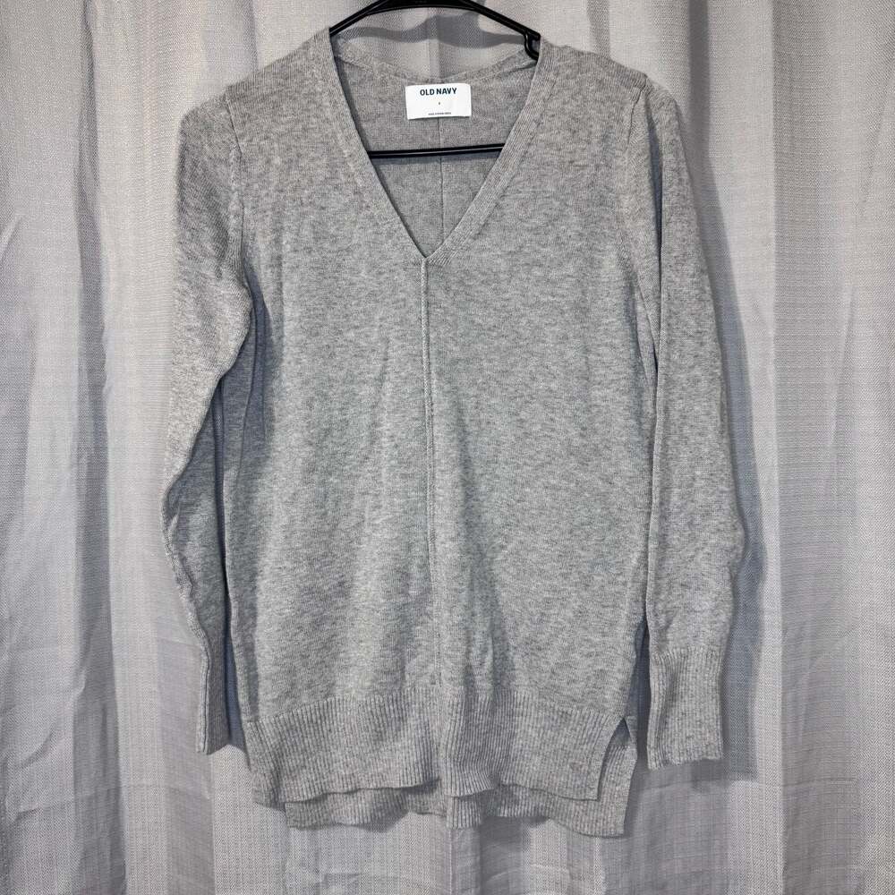 Old Navy Women's Gray V-Neck Tunic Pullover Sweater